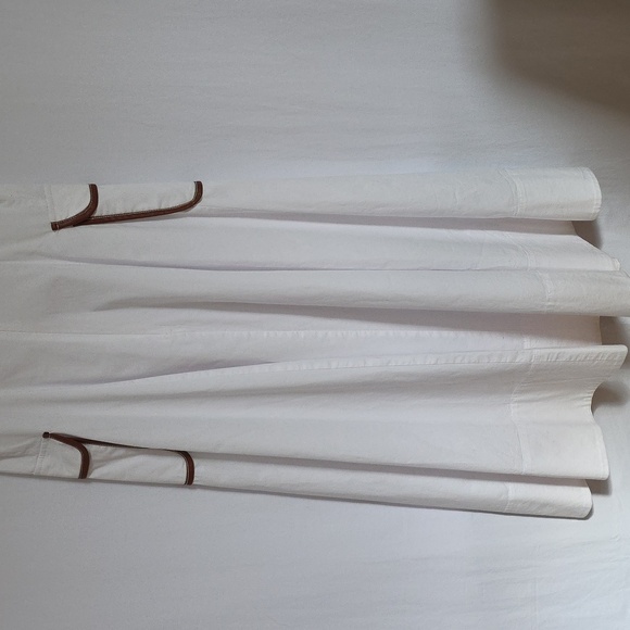 Staud White & Brown Lined Cotton Dress.  Size 4 - Picture 6 of 9